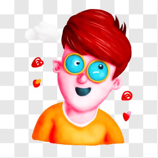 Baixe Personagem de desenho animado sorridente com cabelo vermelho e olhos  azuis PNG - Creative Fabrica