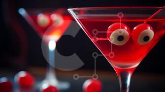 Quirky and Fun Martini Glasses with Googly Eyes stock photo