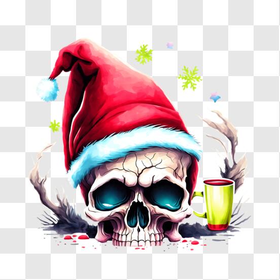 Skull in a Christmas Hat Straw Topper Graphic by NatalliaDigitalShop ·  Creative Fabrica