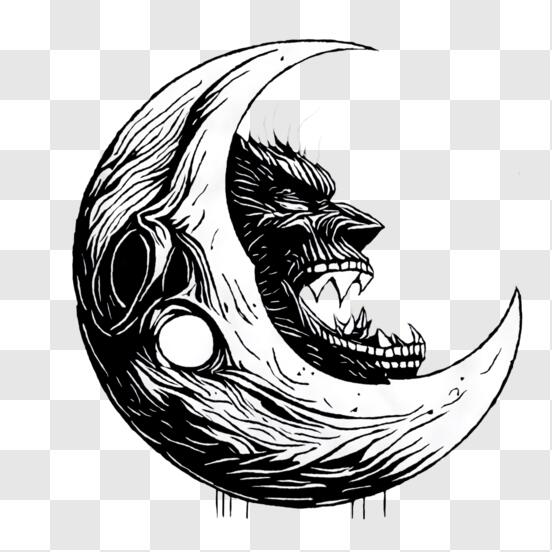 Descarga Dibujo de media luna amenazante PNG En Línea - Creative Fabrica