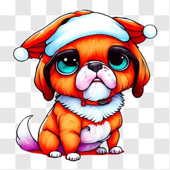 Baixe Cachorro de desenho animado fofo usando chapéu de Papai Noel