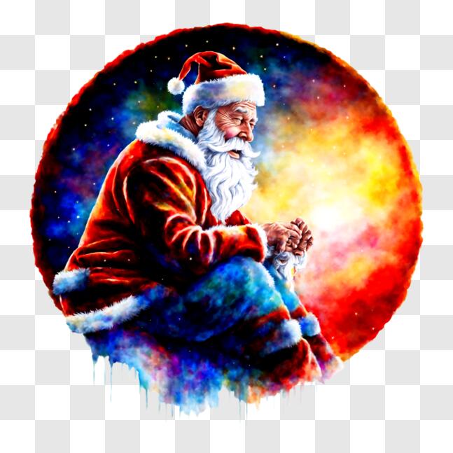Download Santa Claus Painting with Knitting Needles PNGs Online ...