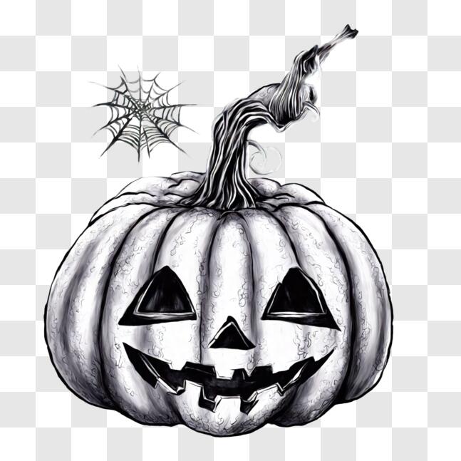 Download Black and White Halloween Pumpkin Drawing PNG Online ...
