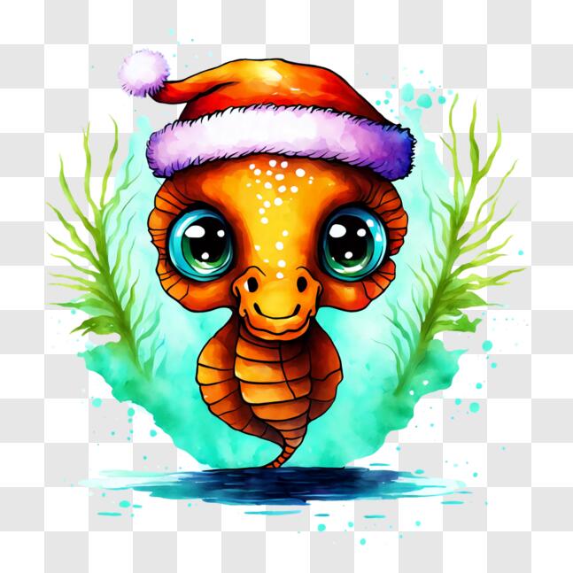 Download Holiday-themed Seahorse Swimming in Water PNG Online ...