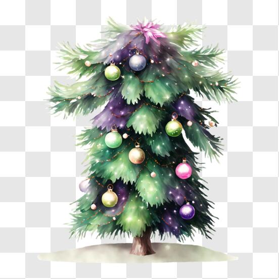 Scarica Albero di Natale festivo con ornamenti colorati PNG Online -  Creative Fabrica