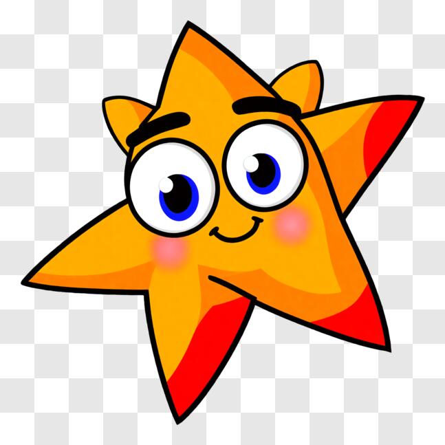 Glücks- und Glückssymbol - Orange Stern mit blauen Augen und lächelndem  Gesicht PNG online herunterladen – Creative Fabrica