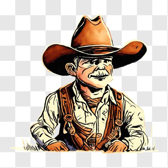 Download Illustration of a Cowboy PNG Online - Creative Fabrica