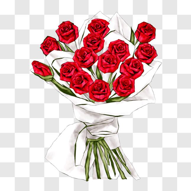 Wrapped Roses Png Download Bouquet of Red Roses Wrapped in White Tissue Paper PNGs Online ...