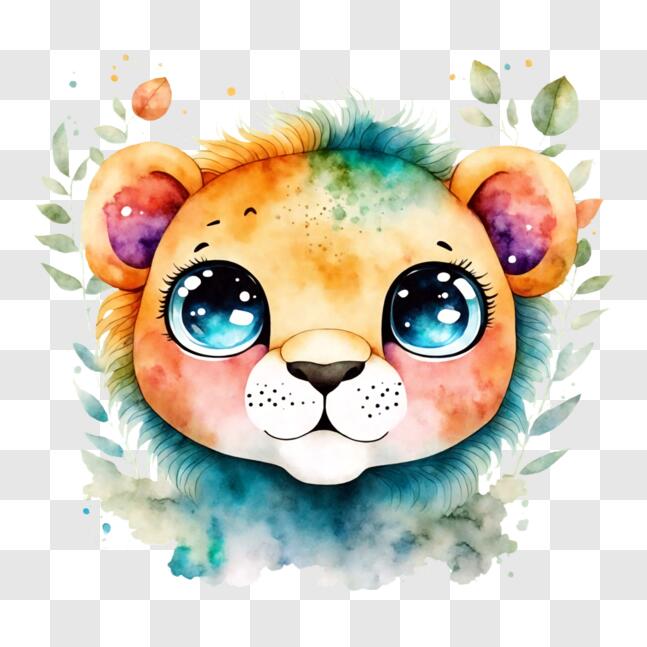 Download Cute Lion Watercolor Illustration for Animal-related Products ...
