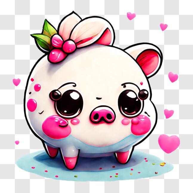 Download Adorable Pig with Hearts - Perfect for Online Games and