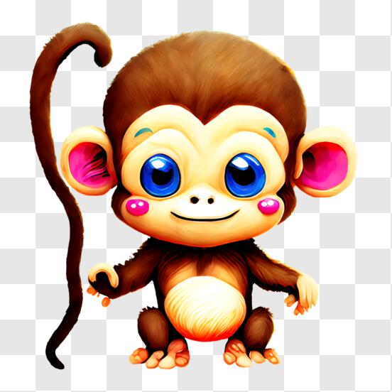 Baixe Adorável Macaco de Desenho Animado com Coroa de Flores PNG - Creative  Fabrica