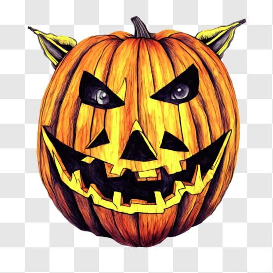 Scary face of Halloween pumpkin on transparent background PNG - Similar PNG