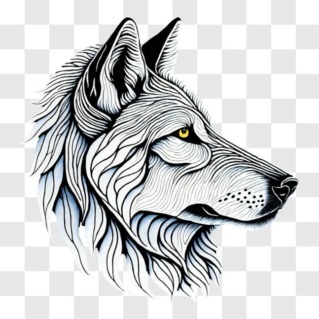 Download Fierce White Wolf with Long Fluffy Mane and Bushy Tail PNG ...