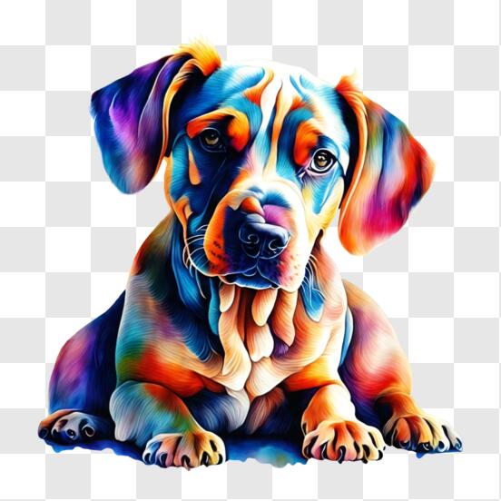Scarica Pittura di cane colorata per espressione creativa PNG Online - Creative  Fabrica