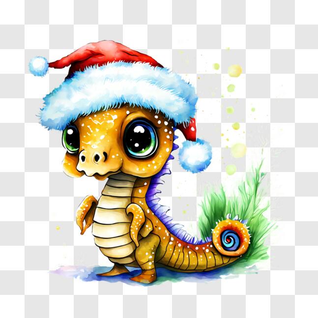Download Adorable Sea Creature with Santa Hat PNG Online - Creative Fabrica