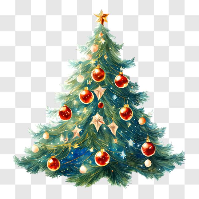 Download Festive Christmas Tree with Decorations PNG Online - Creative ...