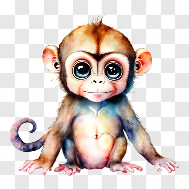 Desenho de macaco bebê fofo