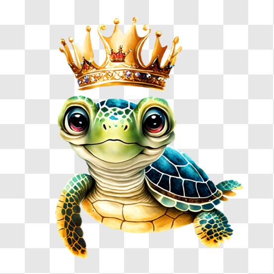 Adorable Turtle With Crown Png