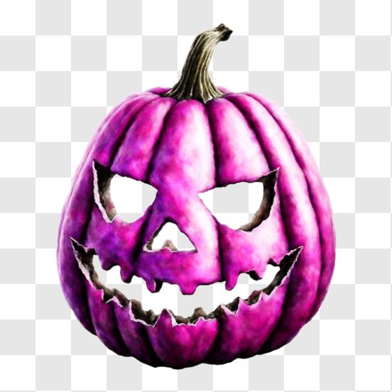 Download Glowing Pink Pumpkin with Scary Face for Halloween PNG Online -  Creative Fabrica