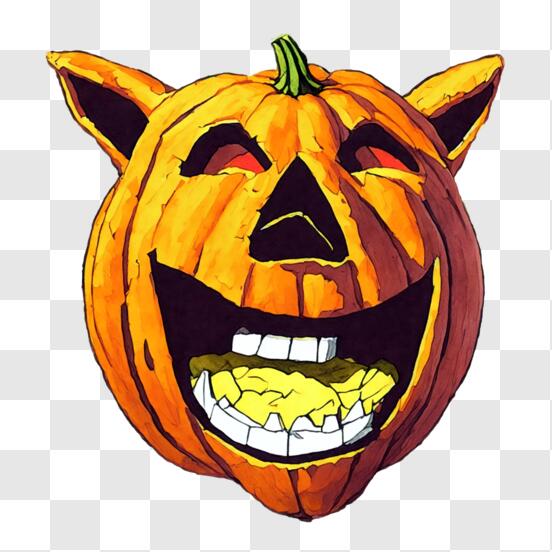 Download Halloween Pumpkin with Scary Face PNG Online - Creative Fabrica