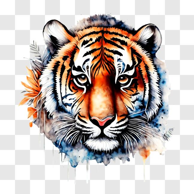 Download Orange Tiger Watercolor Painting PNG Online - Creative Fabrica