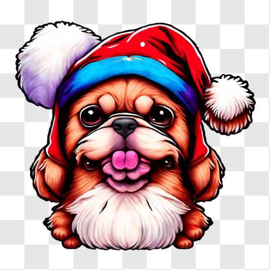Baixe Cachorro de desenho animado fofo usando chapéu de Papai Noel