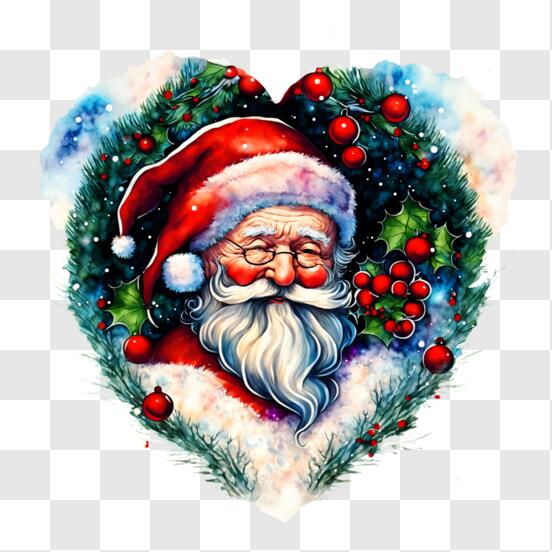 Télécharger Peinture du Père Noël en forme de coeur pour les décorations de  vacances PNG En Ligne - Creative Fabrica