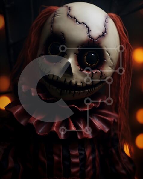 SDLAJOLLA Boneca assustadora de Halloween com olhos brilhantes