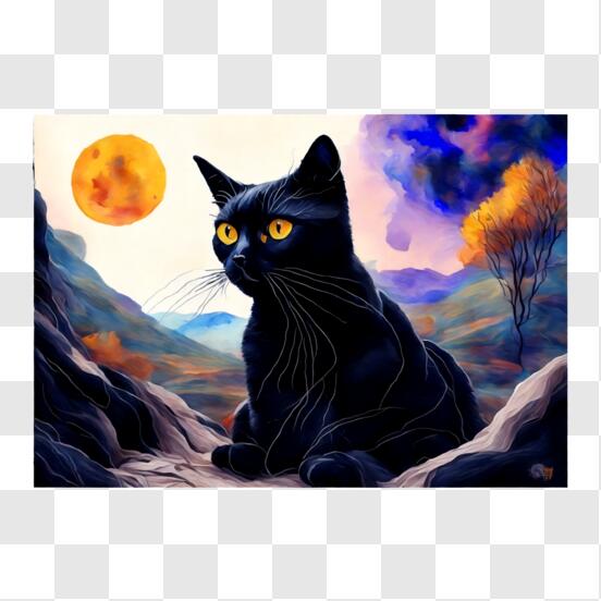 Scarica Gatto Nero alla Luce della Luna PNG Online - Creative Fabrica