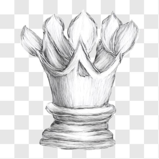 Baixe Desenho de Peças de Xadrez em Preto e Branco com Coroa PNG - Creative  Fabrica