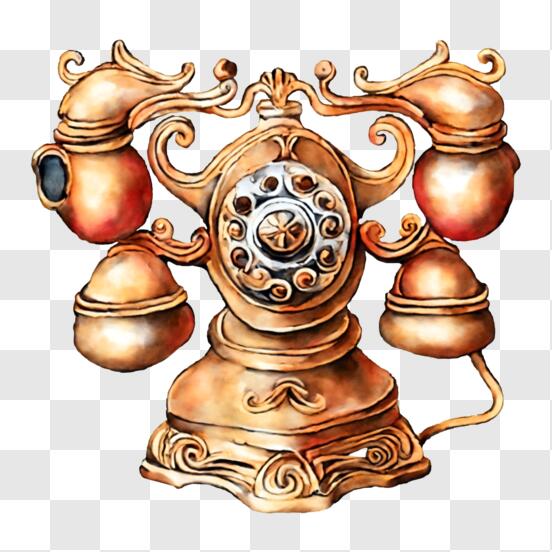 Descarga Teléfono Vintage Dorado - Comunicación Retro PNG En Línea -  Creative Fabrica