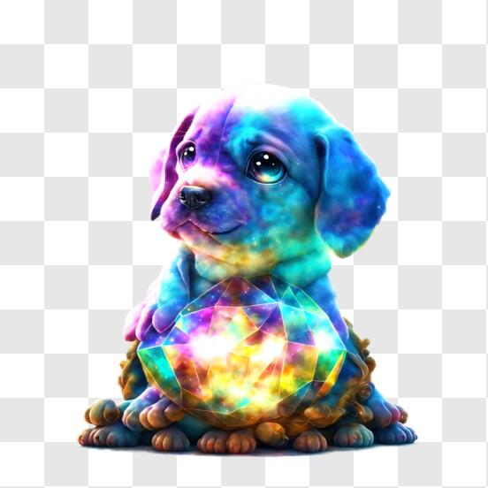 Download Colorful Dog Holding a Diamond PNG Online - Creative Fabrica