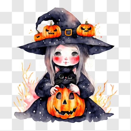 Bruxa assustadora desenhada à mão para o halloween