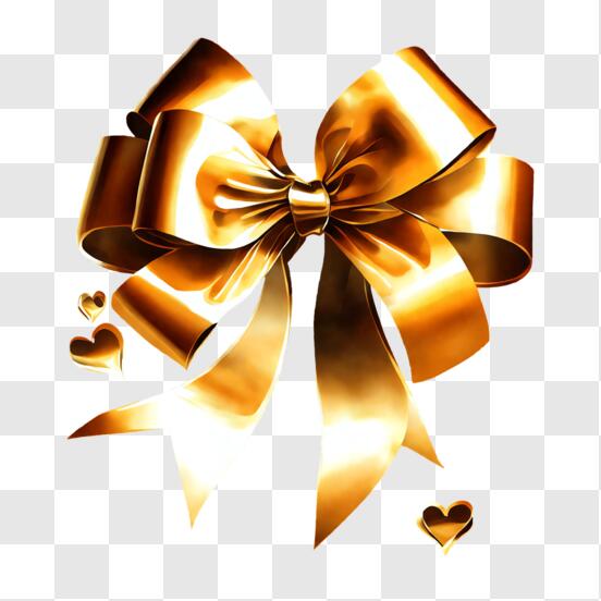 Download Gold Bow with Hearts - Elegant and Special PNG Online - Creative  Fabrica