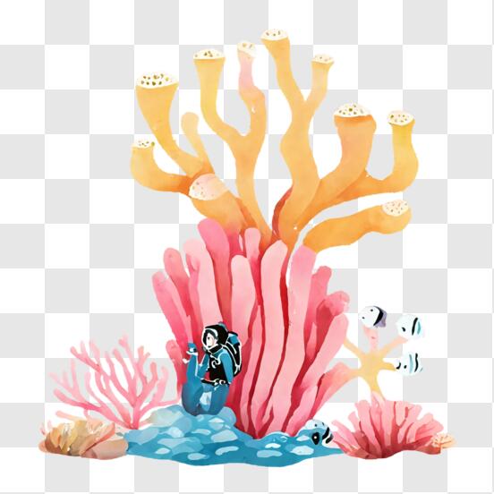 Free Cartoon Drawing Underwater World Seaweed Decoration PNG Images
