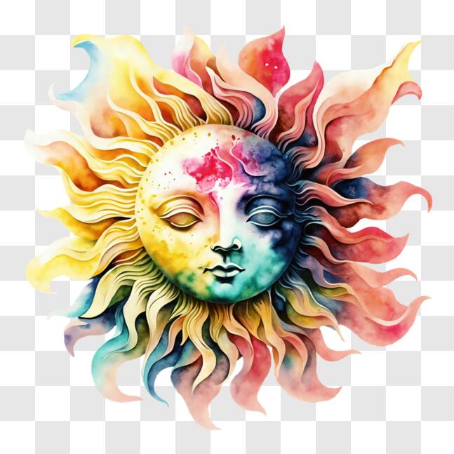 Download Colorful Sun Artwork - Inspirational Piece for Inner Connection PNG  Online - Creative Fabrica