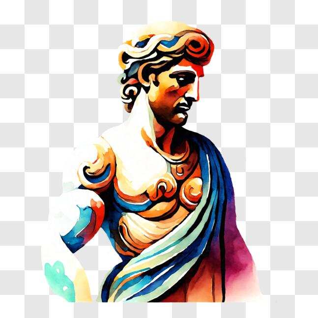 Download Colorful Painting of Ancient Greek Statue PNG Online ...