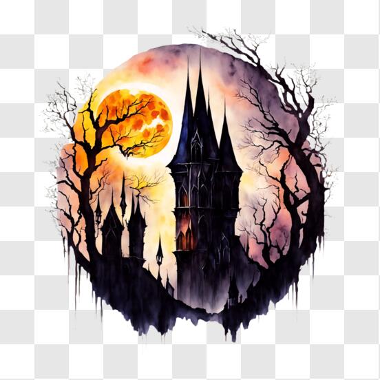 jogo de tabuleiro de halloween com castelo assustador e crianças