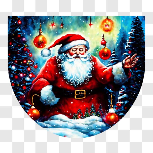 Download Santa Claus with Christmas Ornaments PNG Online - Creative Fabrica