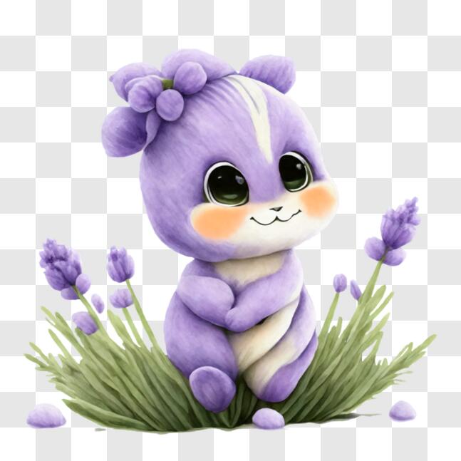 Download Purple Bunny with Lavender Flowers in Grass PNGs Online ...