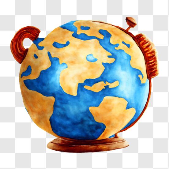 Globe terrestre vintage unique flottant dans l'eau, globe