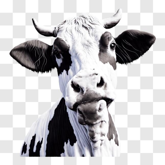 Download Close-up of a Black and White Cow's Face PNG Online - Creative ...