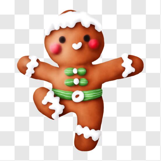 Boneco de Gengibre Festivo Vestido de Papai Noel PNG