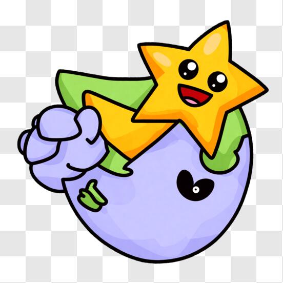 Clipart Picture of a Star Mascot Cartoon Character Holding a Fish