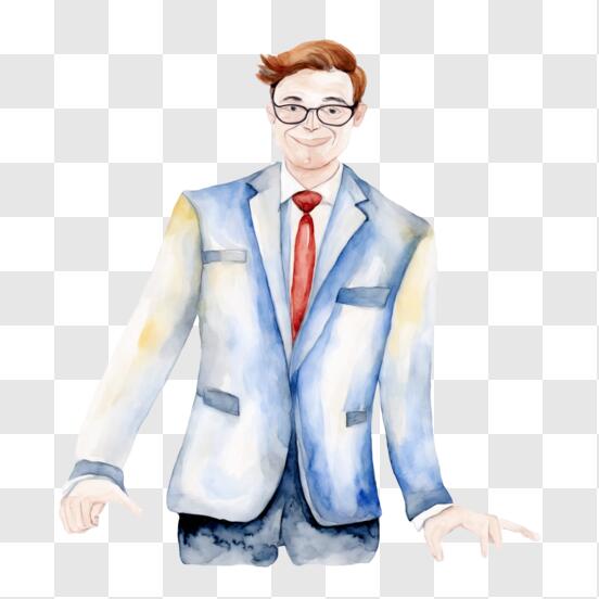 Download Smiling Man in Blue Suit PNG Online - Creative Fabrica