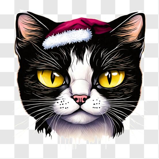 Scarica Gatto felice con cappello di Babbo Natale PNG Online - Creative  Fabrica