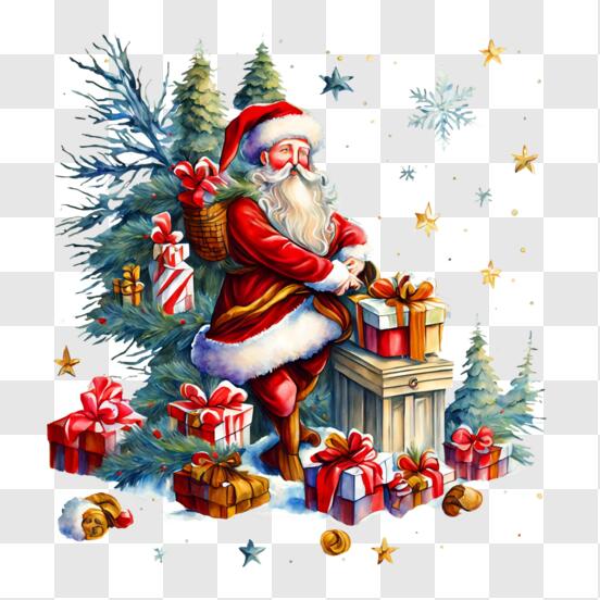 Material Clipart Hd PNG, Christmas Material, Christmas Tree, Santa Claus,  Christmas PNG Image For Free Download