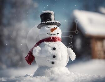 Bonhommes de neige guimauves, décorations de chapeaux et tasses