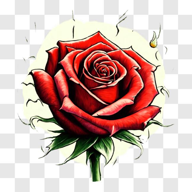 Scarica Complesso disegno di tatuaggio di rosa rossa con api PNG Online - Creative  Fabrica