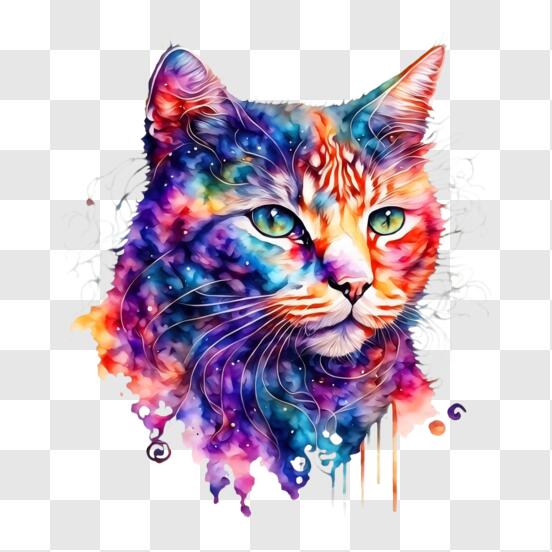 Scarica Faccia colorata di un gatto con motivi psichedelici PNG Online - Creative  Fabrica